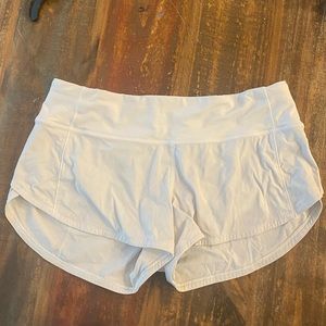 White Lululemon Speed Up Shorts